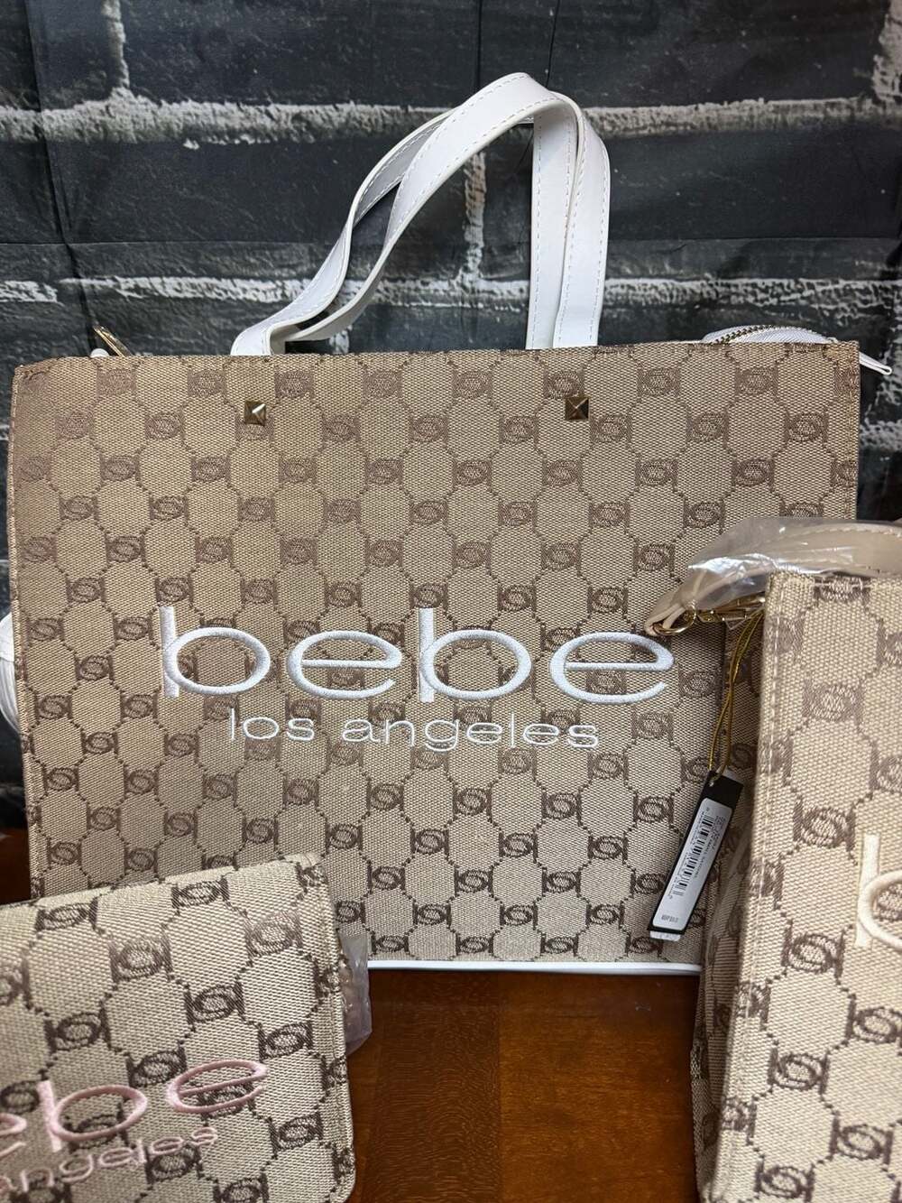 Bebe Talulla Monogram 3-Piece Set: L Tote, M tote, Sm Crossbody NWT - Picture 4 of 7